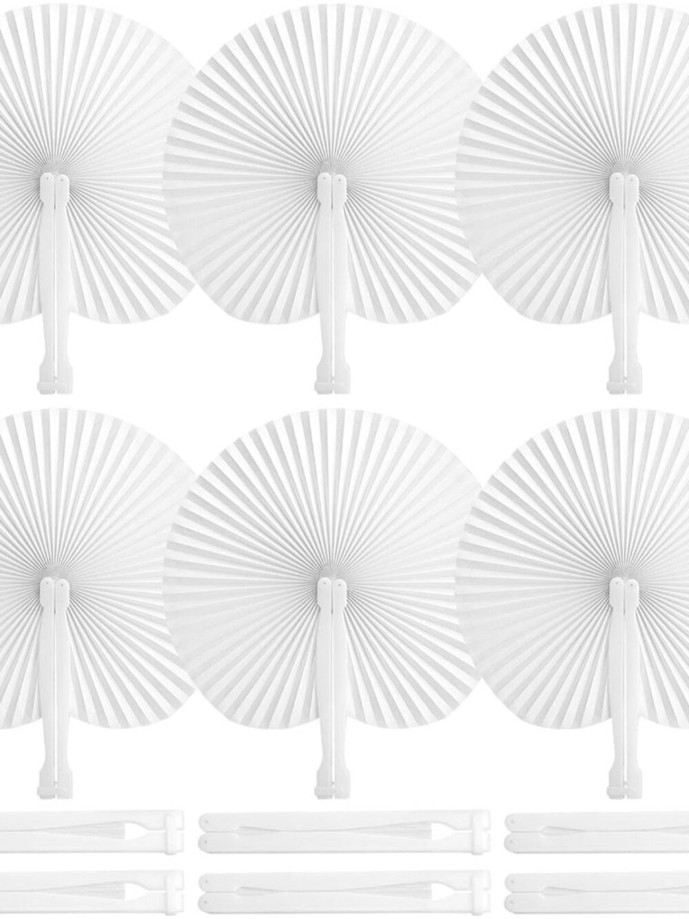 12 PCS White Paper Fans, Foldable Handheld Fan for Women